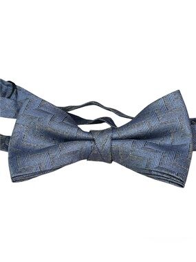 St. DuPont Vintage Men's Blue Herringbone Silk Bow Tie